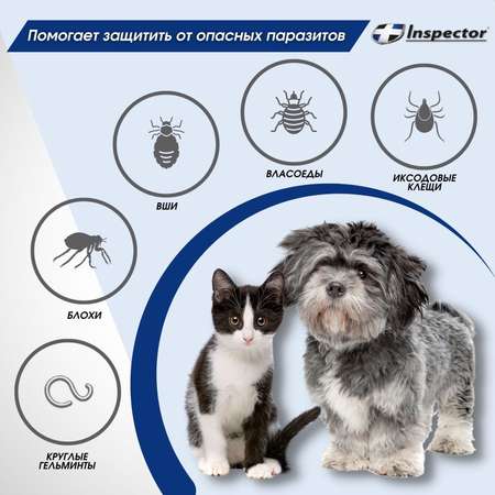 Ошейник для кошек и мелких собак Inspector от внешних и внутренних паразитов 40см