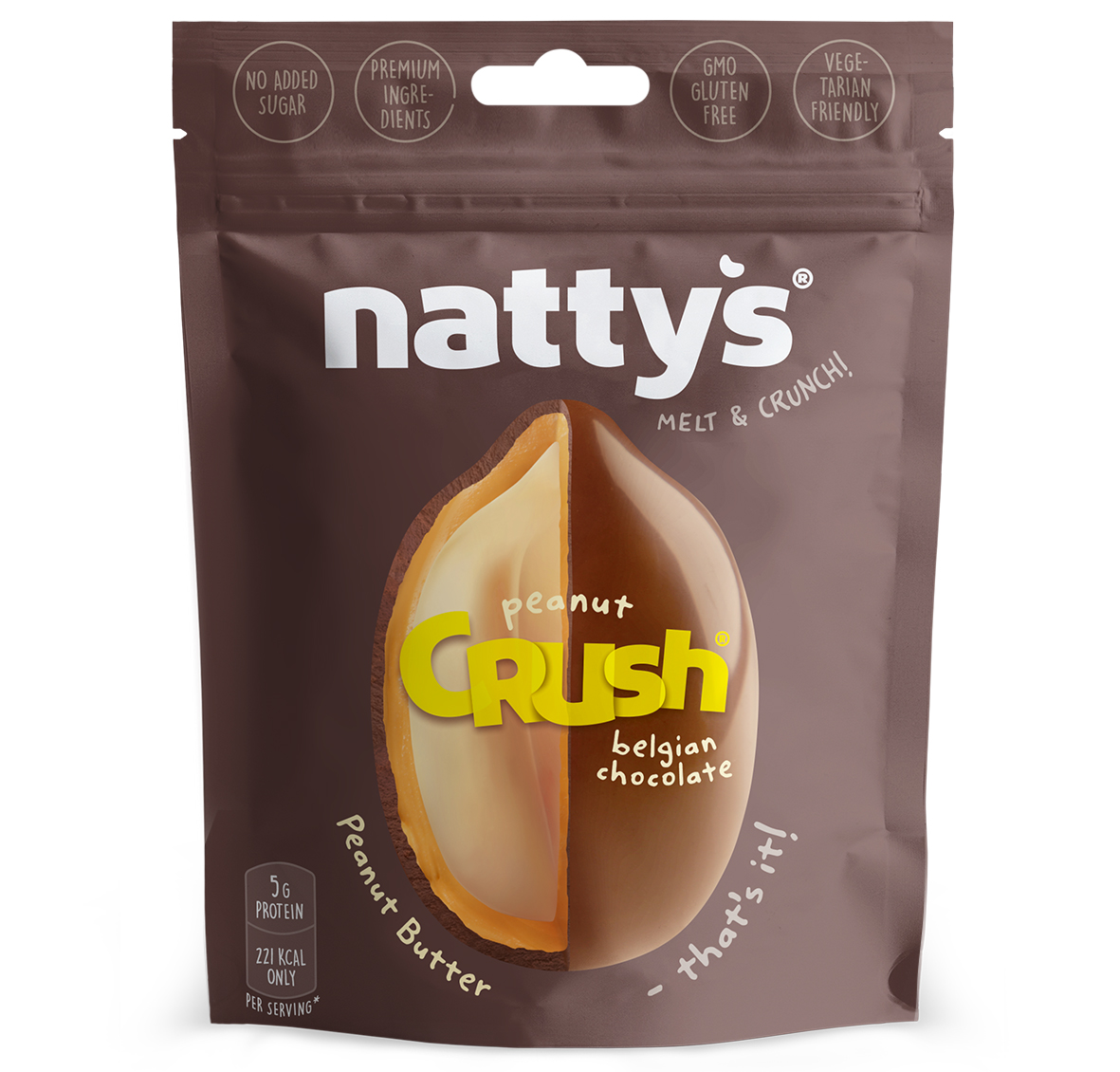 Драже ореховое Nattys CRUSH Choconut c арахисом в арахисовой пасте и молочном шоколаде 80 гр - фото 1