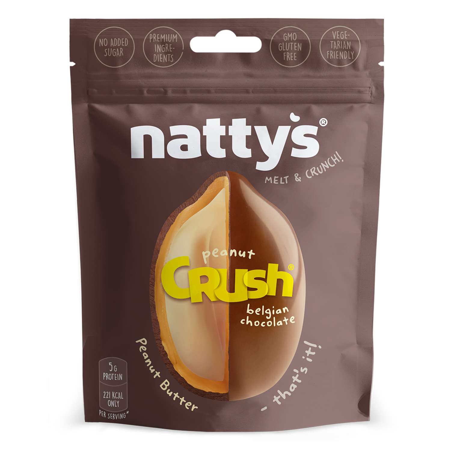 Драже ореховое Nattys CRUSH Choconut c арахисом в арахисовой пасте и молочном шоколаде 80 гр - фото 1