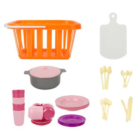 Игровой набор Стром Кухонный Пикник в корзинке 39 предметов Оранжевый