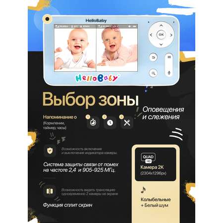 Видеоняня Hellobaby Видеоняня беспроводная с подключением к монитору и телефону