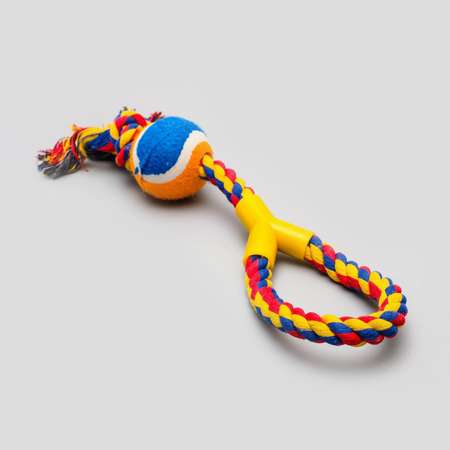Игрушка Пижон канатная с ручкой и мячом до 150 г до 35 см микс цветов
