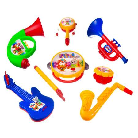 Музыкальные инструменты ABtoys Весёлый оркестр для малышей 8 предметов с хедером