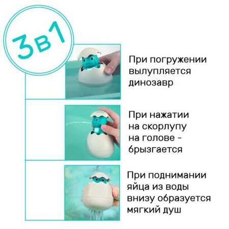 Игрушка для ванной S+S Лейка Яйцо с голубым динозавром в пакете