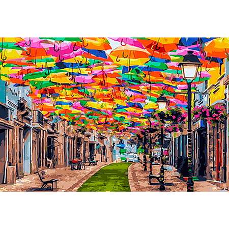 Картина по номерам Цветной Улица зонтиков 40x50 см