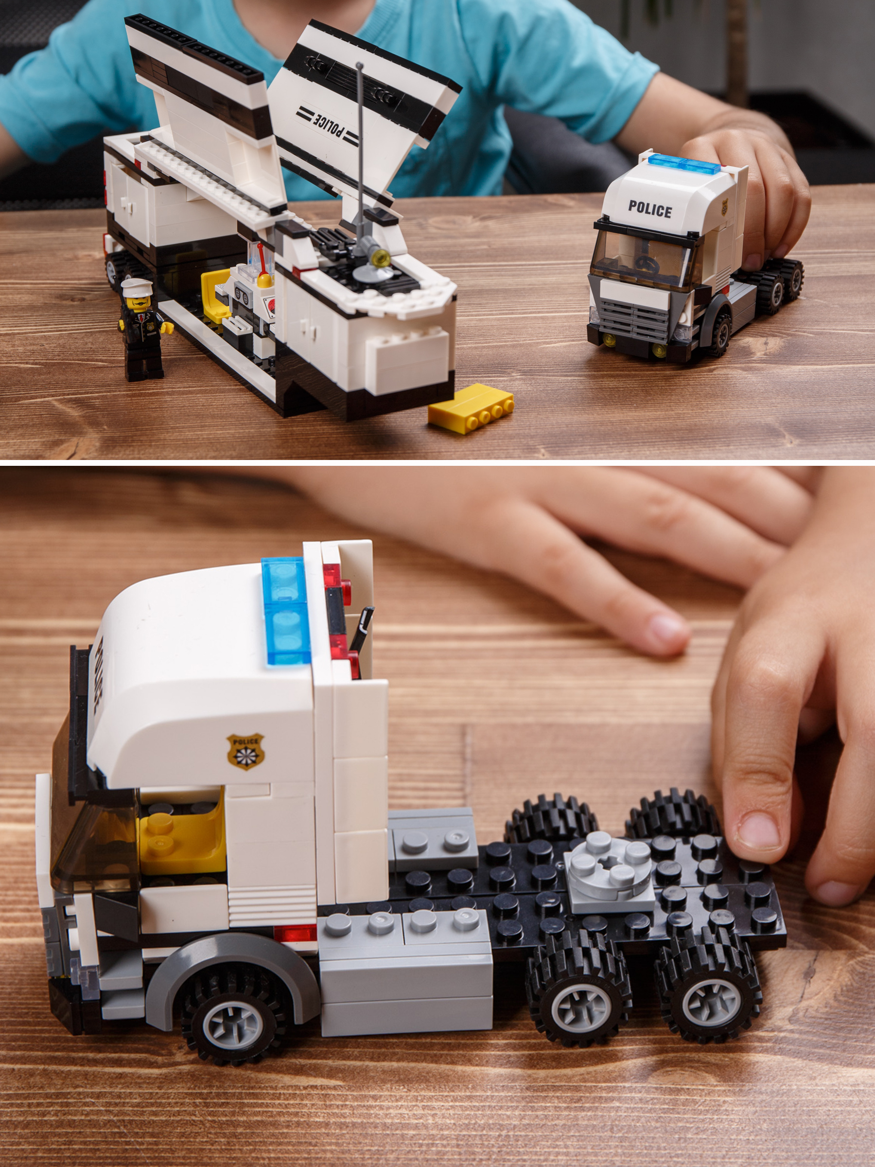 Конструктор для мальчиков BAZUMI Большая полицейская машина автопоезд с фигурками развивающий - фото 6