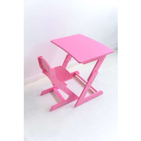 Детский растущий стол и стул Коняша розовый