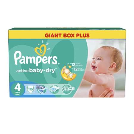 Подгузники Pampers Active Baby-Dry Малая Мега 7-14кг 116шт