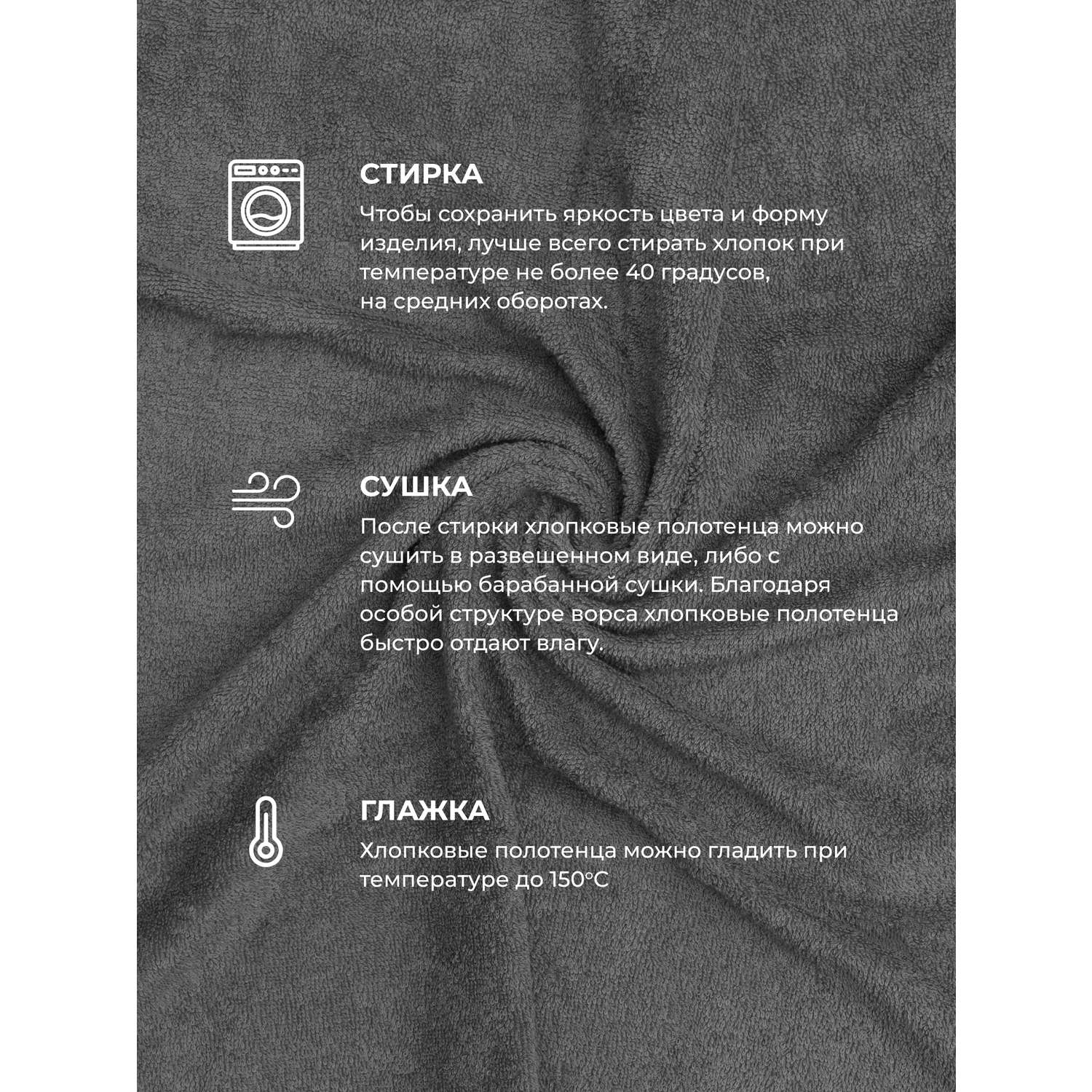 Набор махровых полотенец Unifico Nature графит 2 шт.: 50х80-1 и 70х130-1 - фото 9