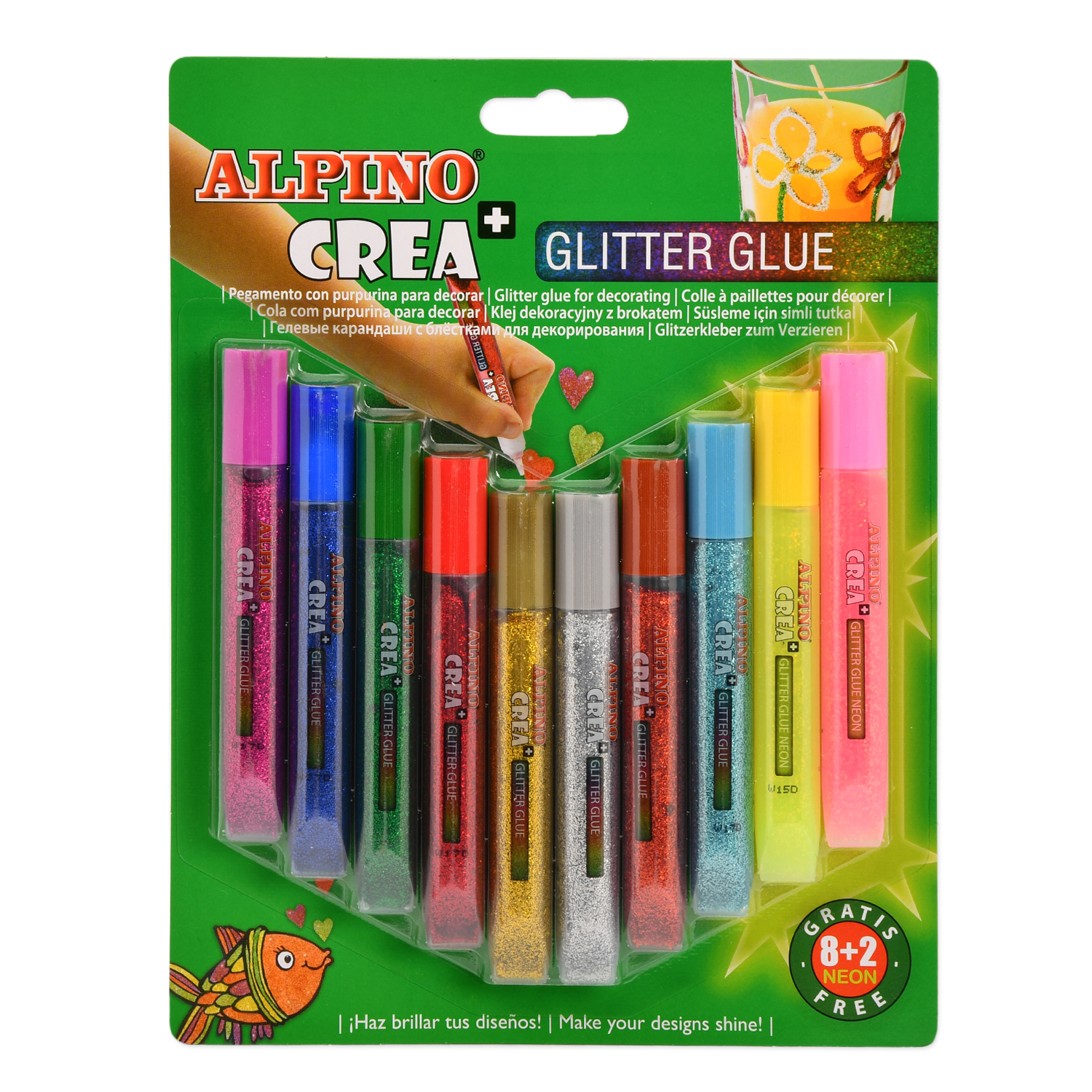 Карандаши гелевые ALPINO Crea Classic Neon 10цветов DE000030 - фото 1