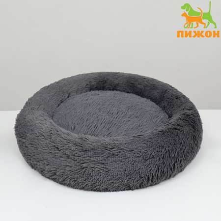 Лежанка Пижон для собак и кошек длинный мех 60х60х20 см серая