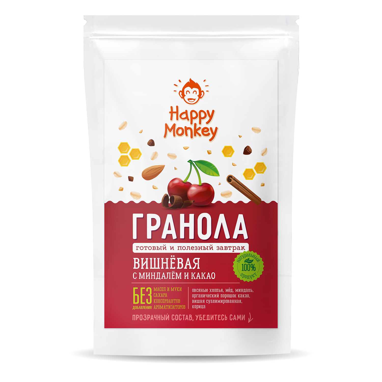 Гранола Happy Monkey вишнёвая 330г - фото 1