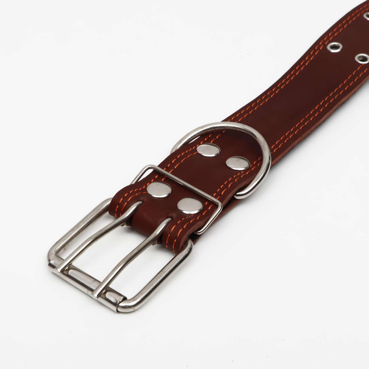 Ошейник Пижон кожаный на синтепоне безразмерный 83 х 4.5 см коричневый - фото 4