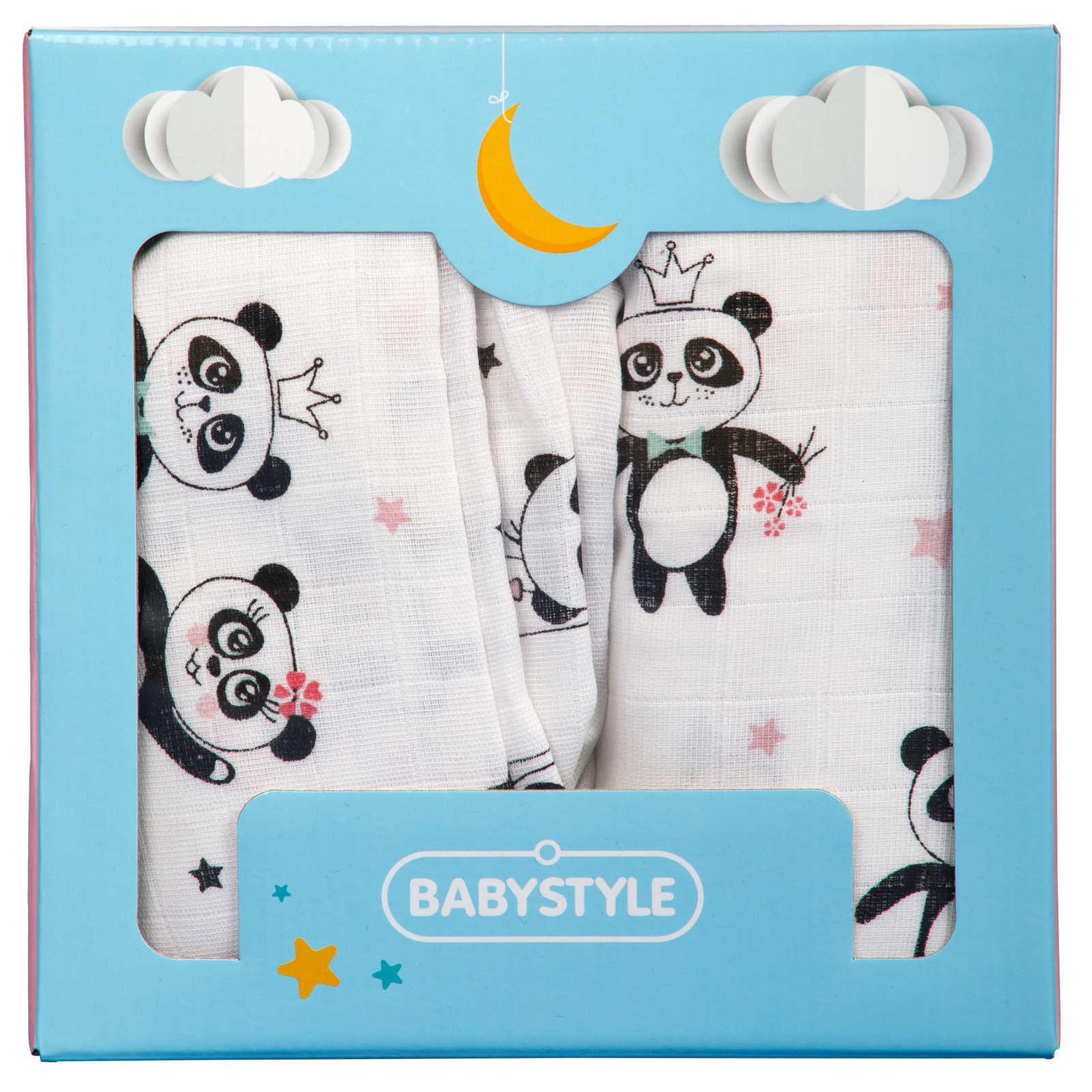 Пеленки муслиновые BABY STYLE 115*115 Пандочка розовая 2 шт - фото 3