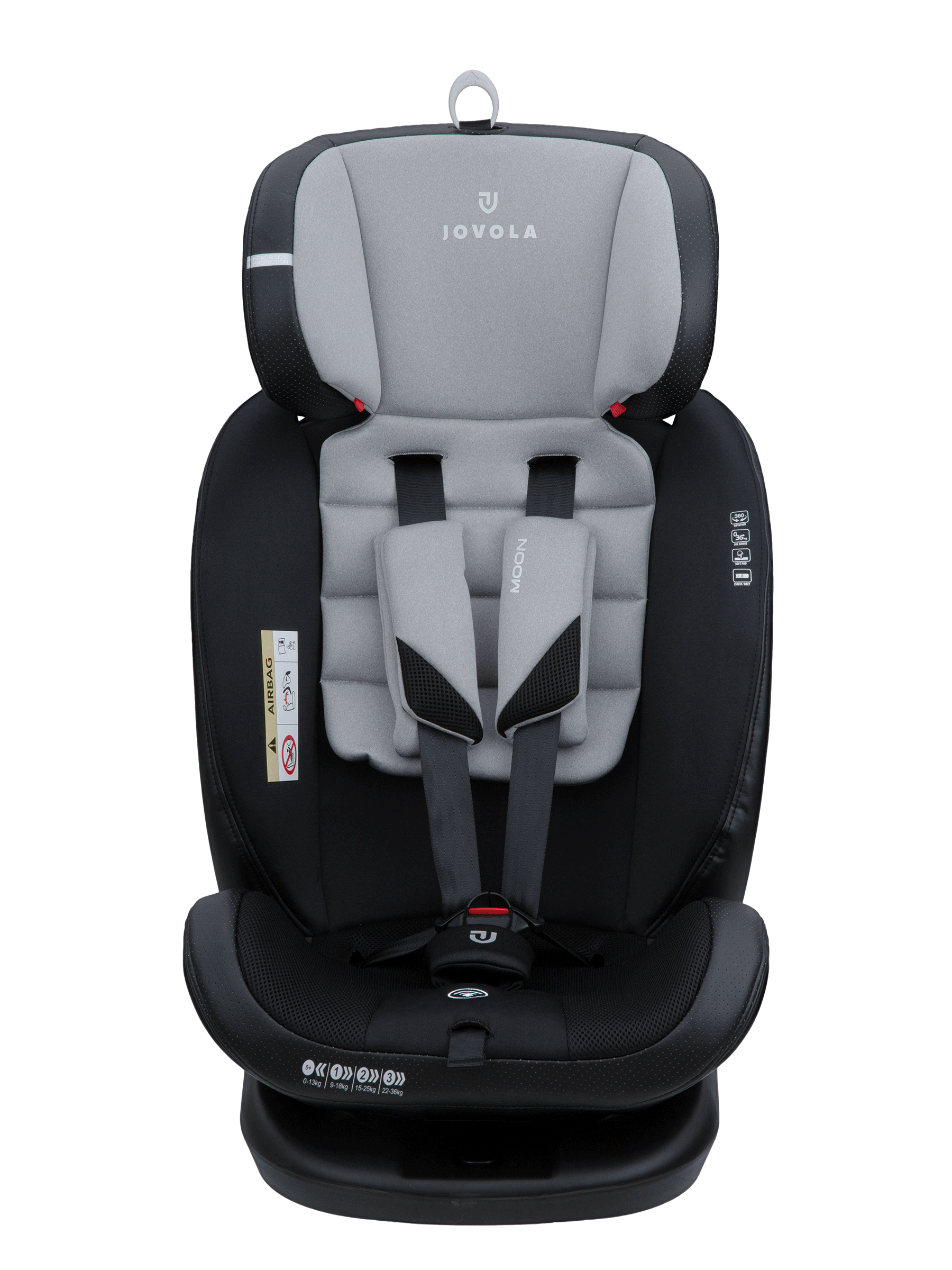 Автокресло JOVOLA Moon Isofix группа 0+1+2+3 0-36 кг черный-св.серый - фото 20