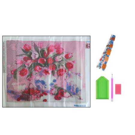 Алмазная мозаика Seichi Тюльпаны в вазе 40х50 см
