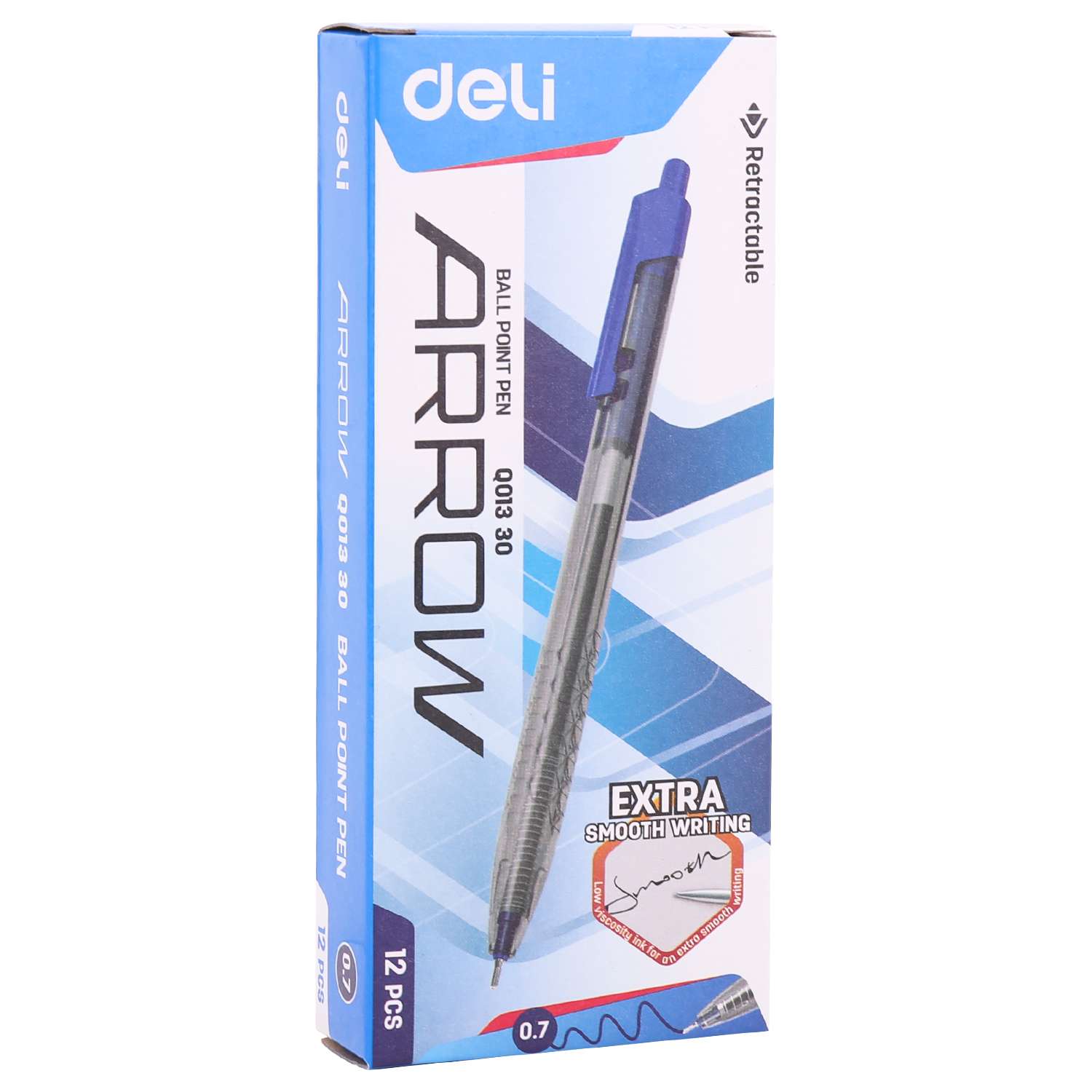 Ручка шариковая Deli Arrowд автоматическая 07мм Синяя - фото 8