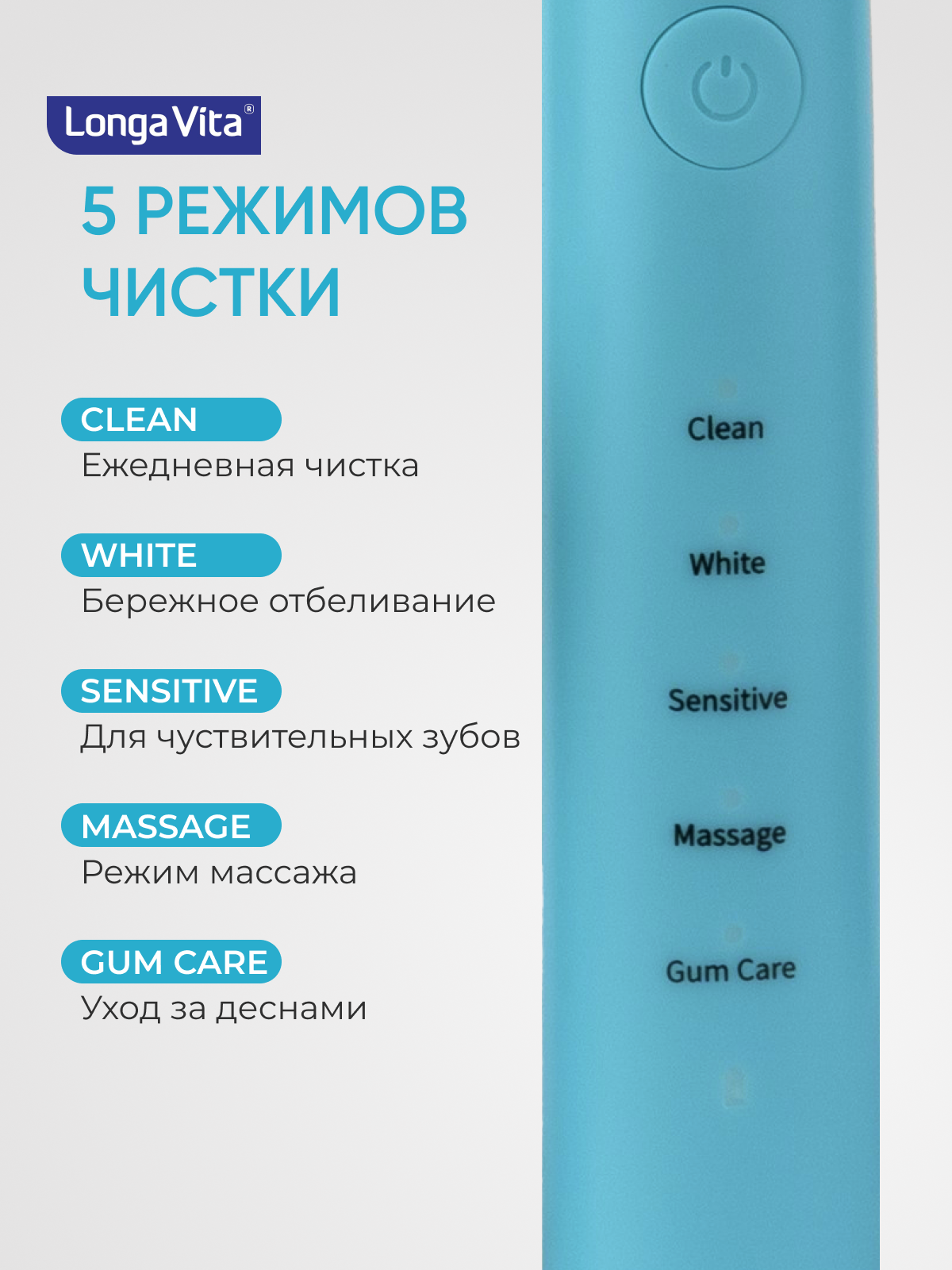 Электрическая зубная щётка LONGA VITA SMART Голубая - фото 3