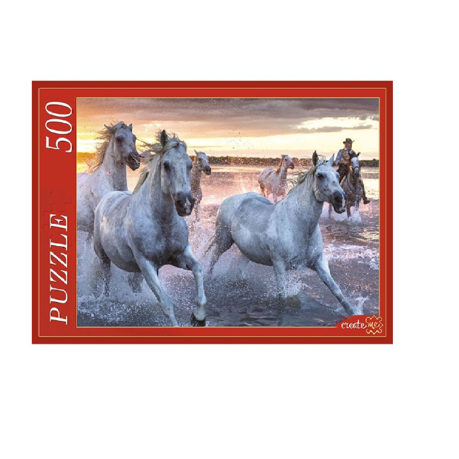 Пазлы Рыжий кот 500 элементов Лошади на закате - фото 1