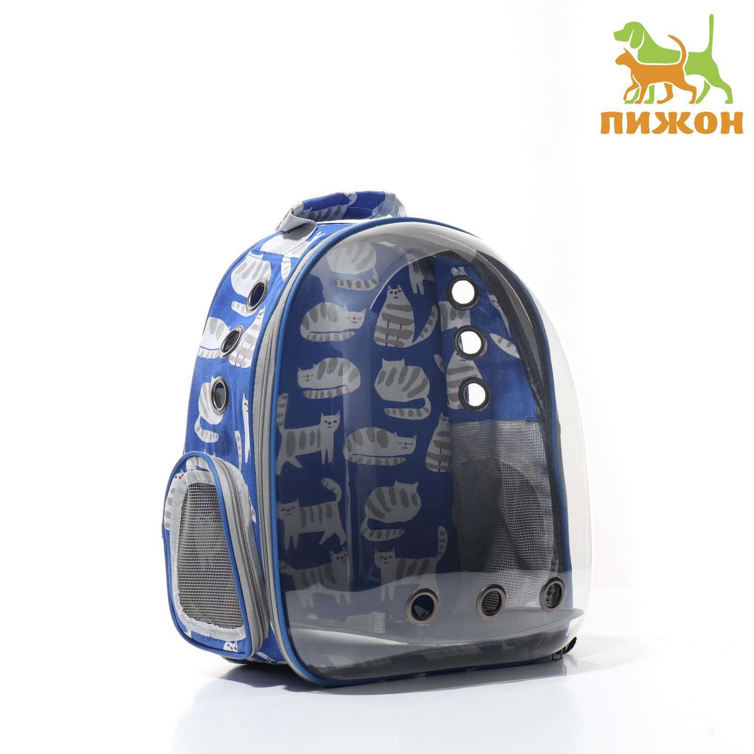 Рюкзак для переноски Пижон прозрачный «Коты» 33х25х41 см - фото 1