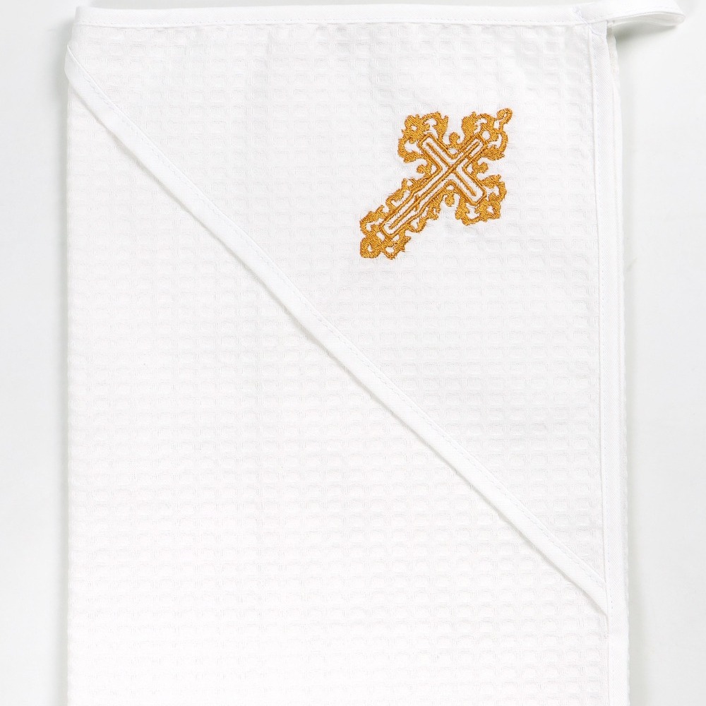 Полотенце с уголком и вышивкой ТК Русский Дом Крест белый - фото 1