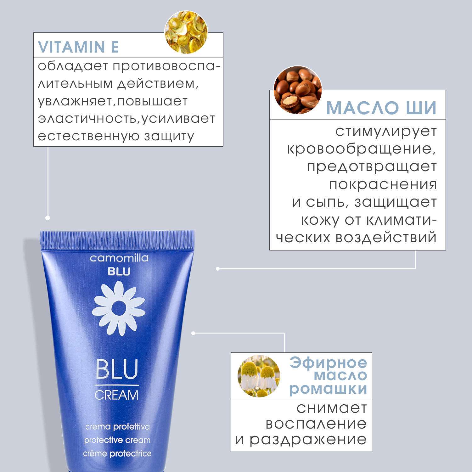 Крем для лица и тела Camomilla BLU ультразащитный для чувствительной кожи Blu cream Protective cream 50мл - фото 7