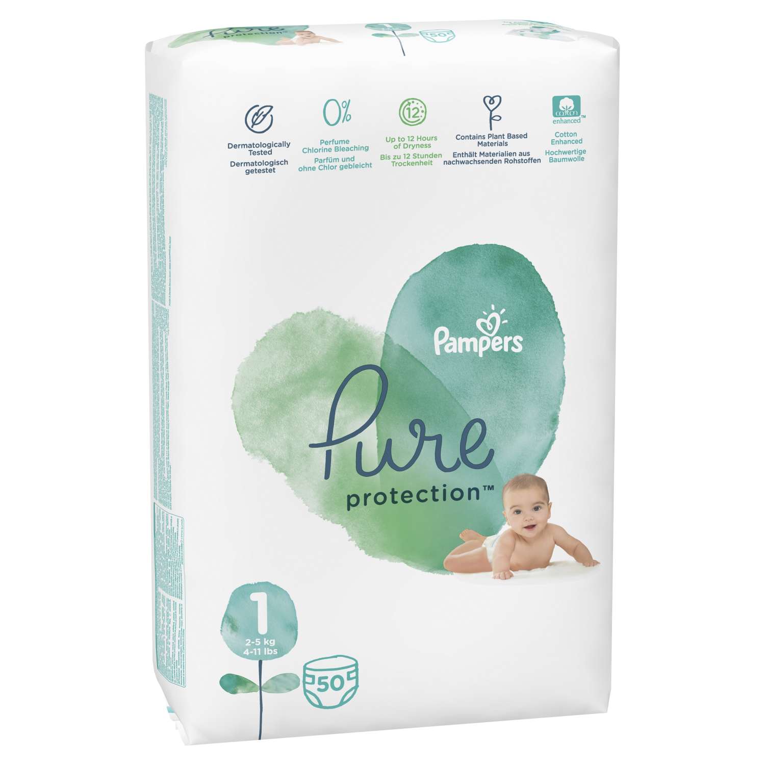 Подгузники Pampers Pure Protection Newborn 2-5кг 50шт - фото 2