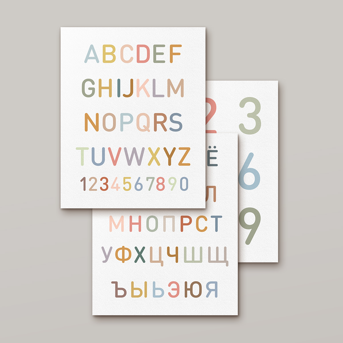 Интерьерный постер Moda interio Alphabet Алфавит и цифры 40х50 см 3 шт - фото 1