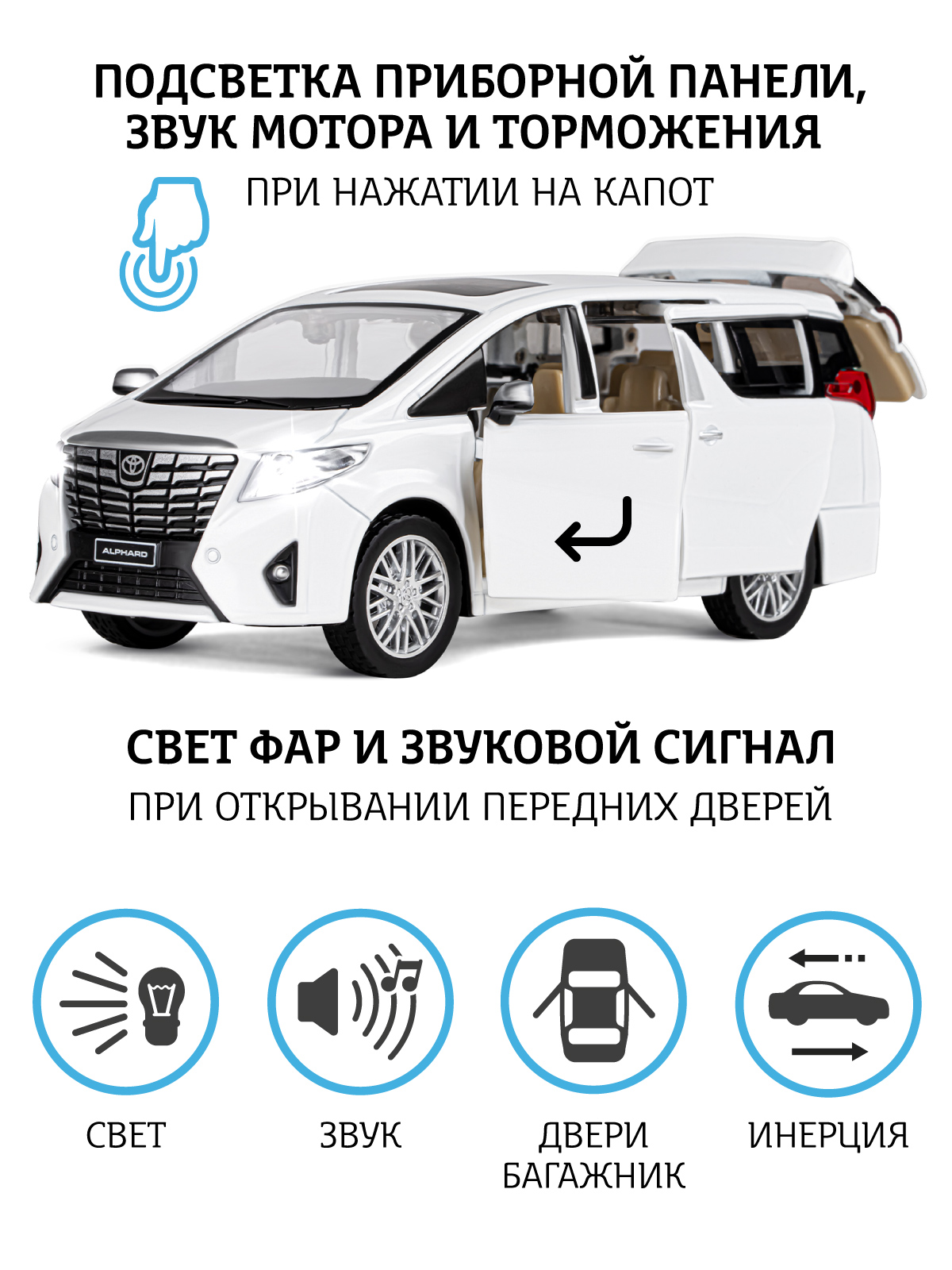 Машинка металлическая АВТОпанорама Toyota Alphard 1:29 белый купить по цене  1596 ₽ в интернет-магазине Детский мир