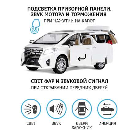 Машинка металлическая АВТОпанорама игрушка детская Toyota Alphard 1:29 белый