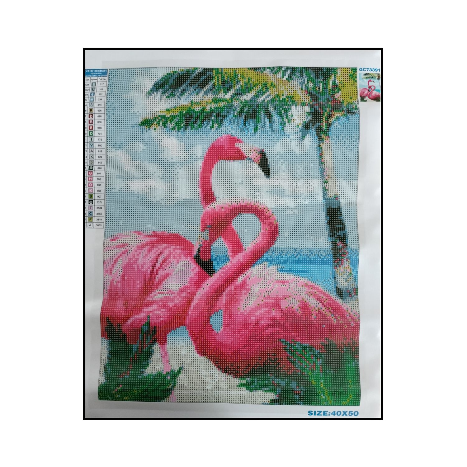 Алмазная мозаика Seichi Два розовых фламинго 40х50 см - фото 3