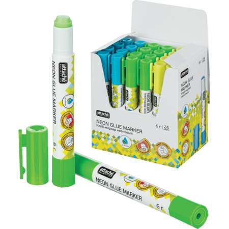 Клей-маркер Attache Selection 6 грамм в форме ручки неоновые цвета 5 шт