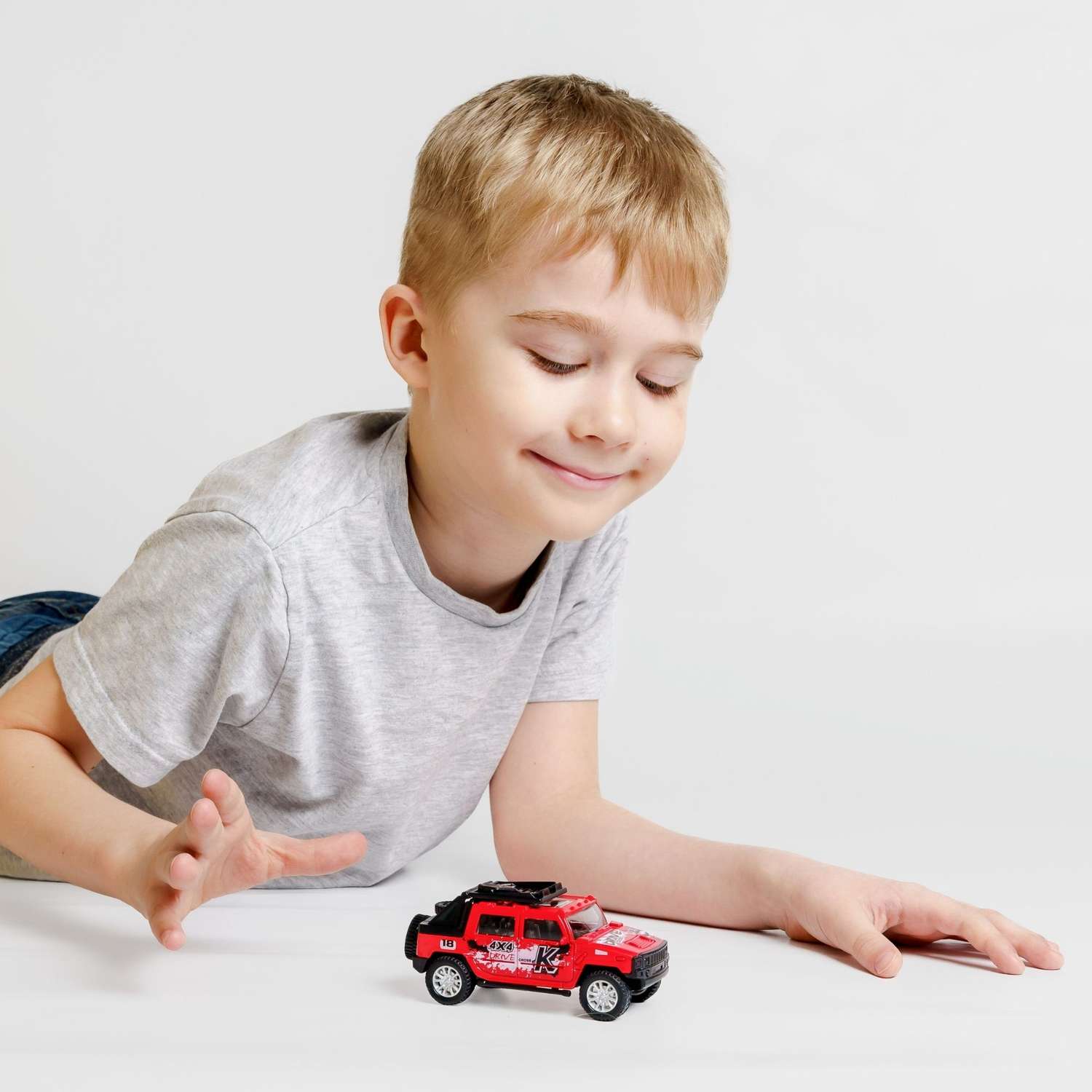 Машинка AUTOGRAND Pickup красная детская металлическая с инерционным механизмом развивающая крутая 12 см 88547 - фото 3