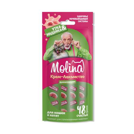 Крем-лакомство для кошек Molina 48г с уткой и индейкой здоровье мочевыводящей системы