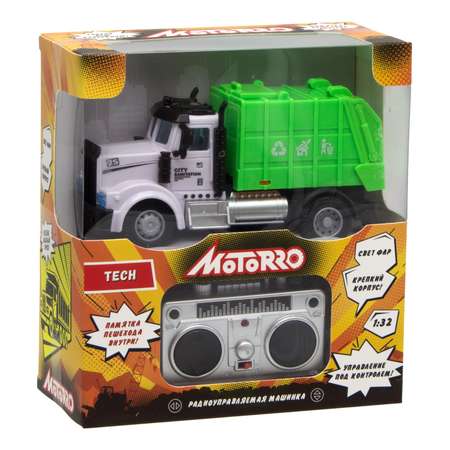 Машинка радиоуправляемая Motorro 1:32 со светом мусоровоз