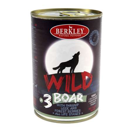 Консервы для собак Berkley 400г Wild №3 кабан с пастернаком сладким луком и лесными ягодами