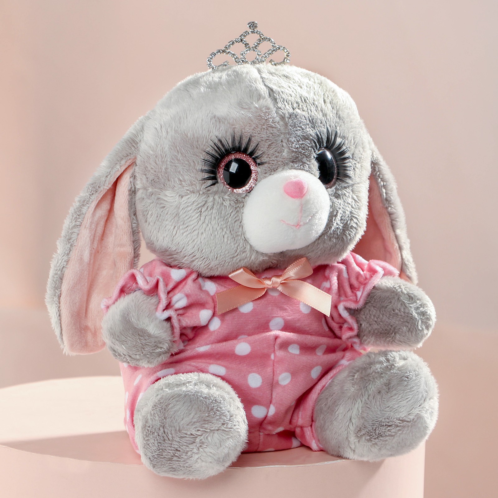 Мягкая игрушка Milo Toys «Зайка Ла-Пу-Ля в камбинизоне с короной» цвет серый 20см - фото 4