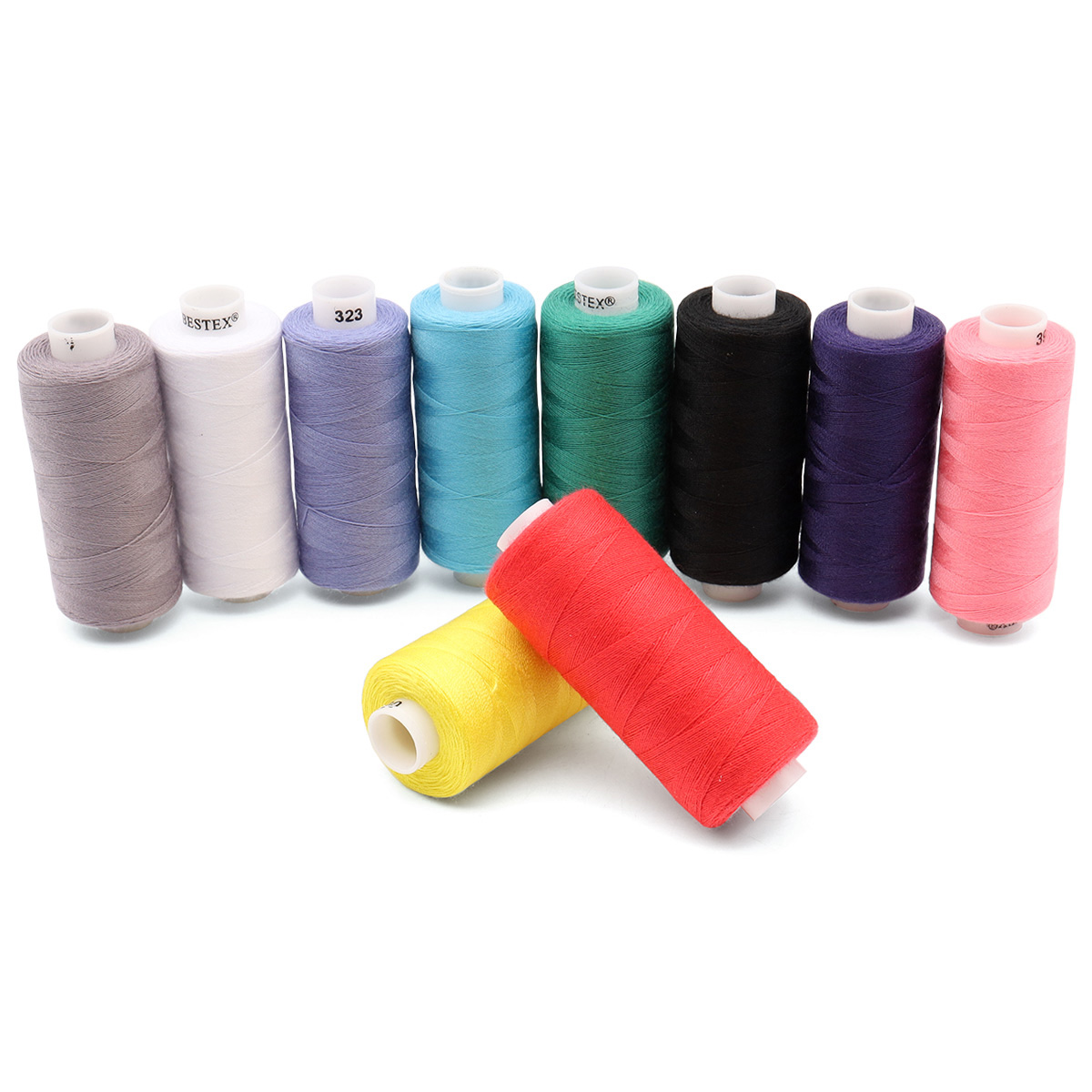 Набор ниток Bestex для шитья трикотажа ткани легкой и средней плотности 40/2 Яркий микс 365 м 400 ярд 10 шт - фото 1