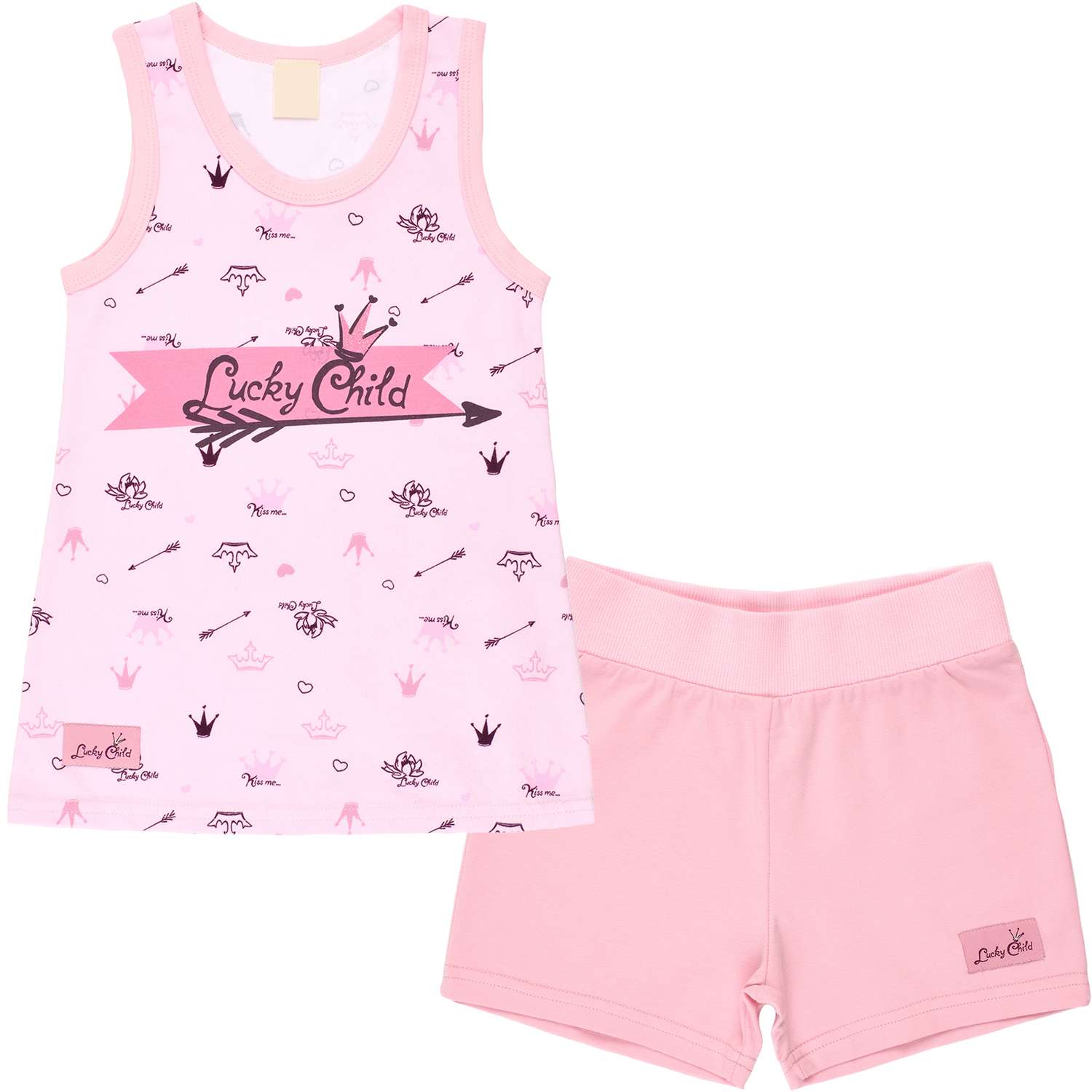 Пижама Lucky Child 45-412к/0-2/розовый/короны - фото 1