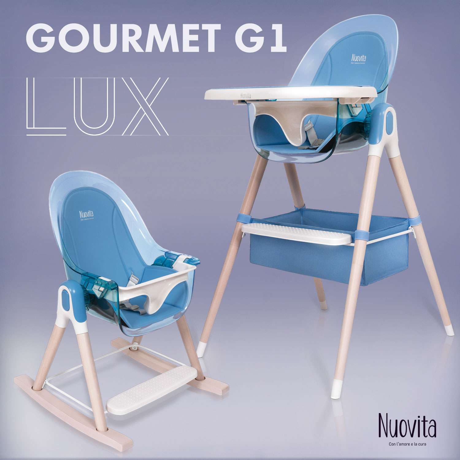 Стульчик для кормления Nuovita Gourmet G1 Lux Голубой - фото 2