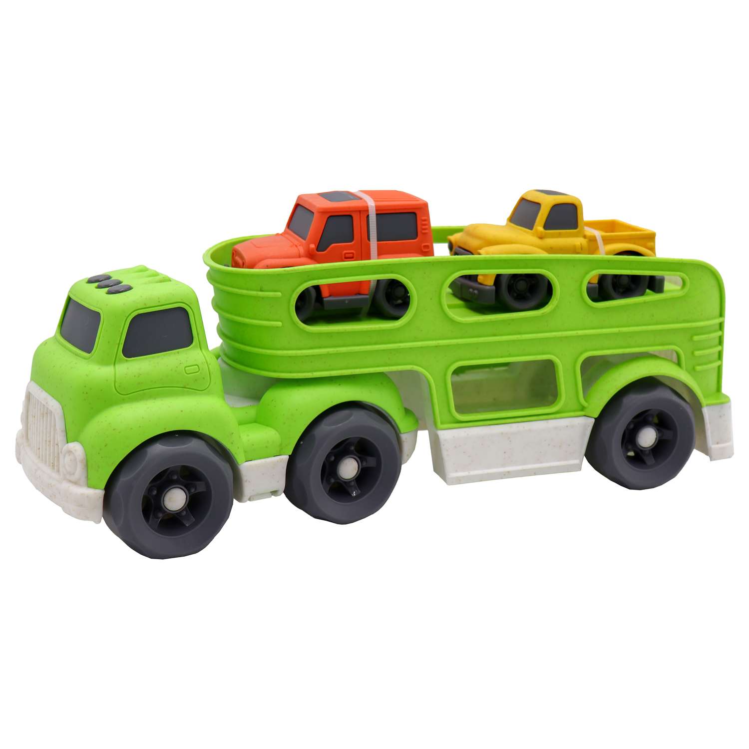 Игрушка Funky Toys Эко-машинка грузовик с 2 машинками Зеленый 30 см FT0416365 - фото 1