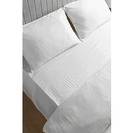 Комплект постельного белья LELIT 2-х спальный 100% страйп-сатин 125гр/м2 белый