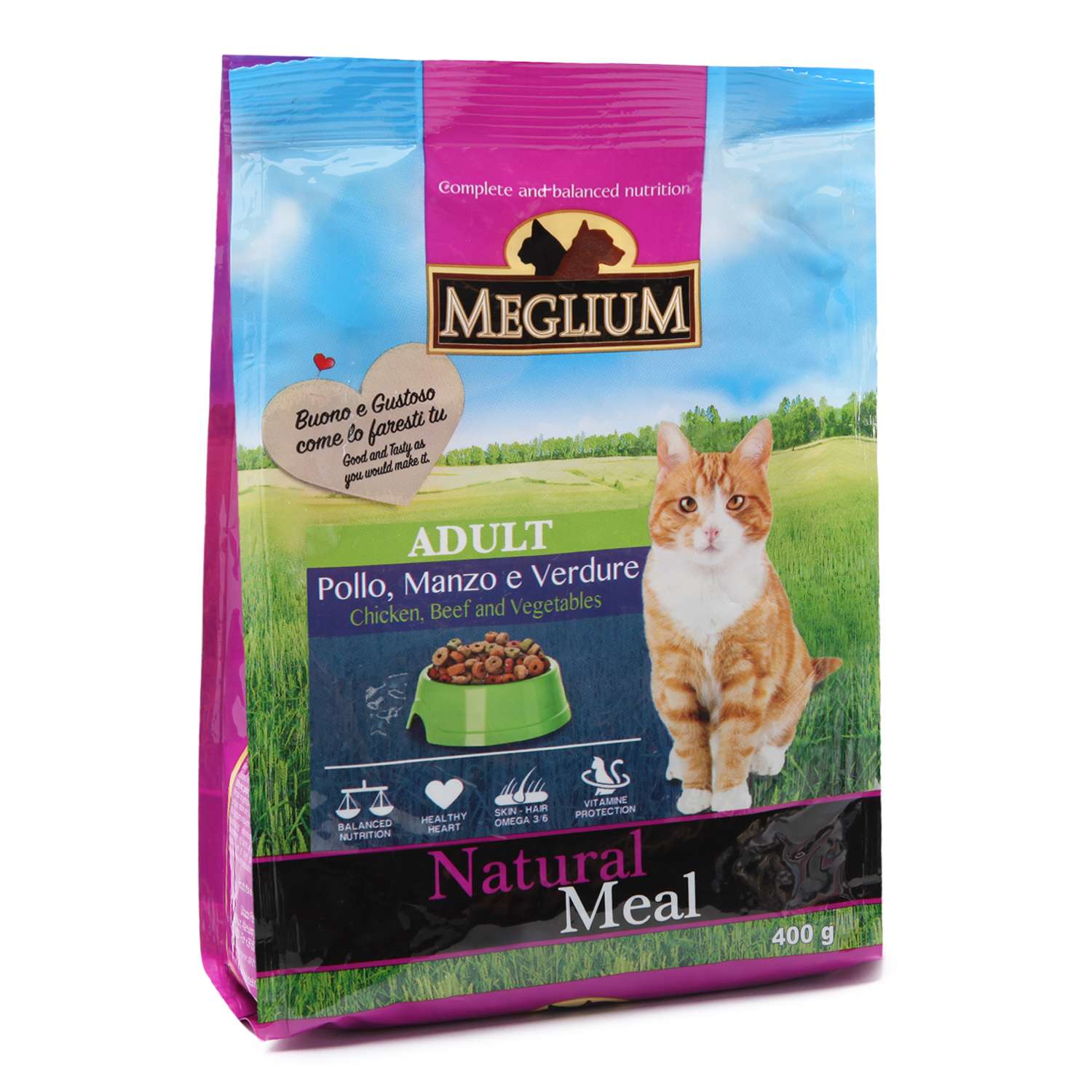 Корм сухой для кошек Meglium Adult 400г говядина-курица-овощи - фото 1