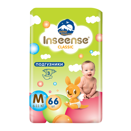 Подгузники INSEENSE Classic Plus M 6-11 кг 66 шт