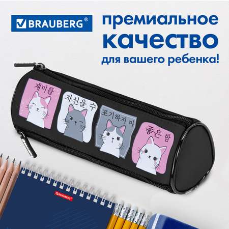 Пенал-косметичка Brauberg школьный для ручек карандашей 3 отделения