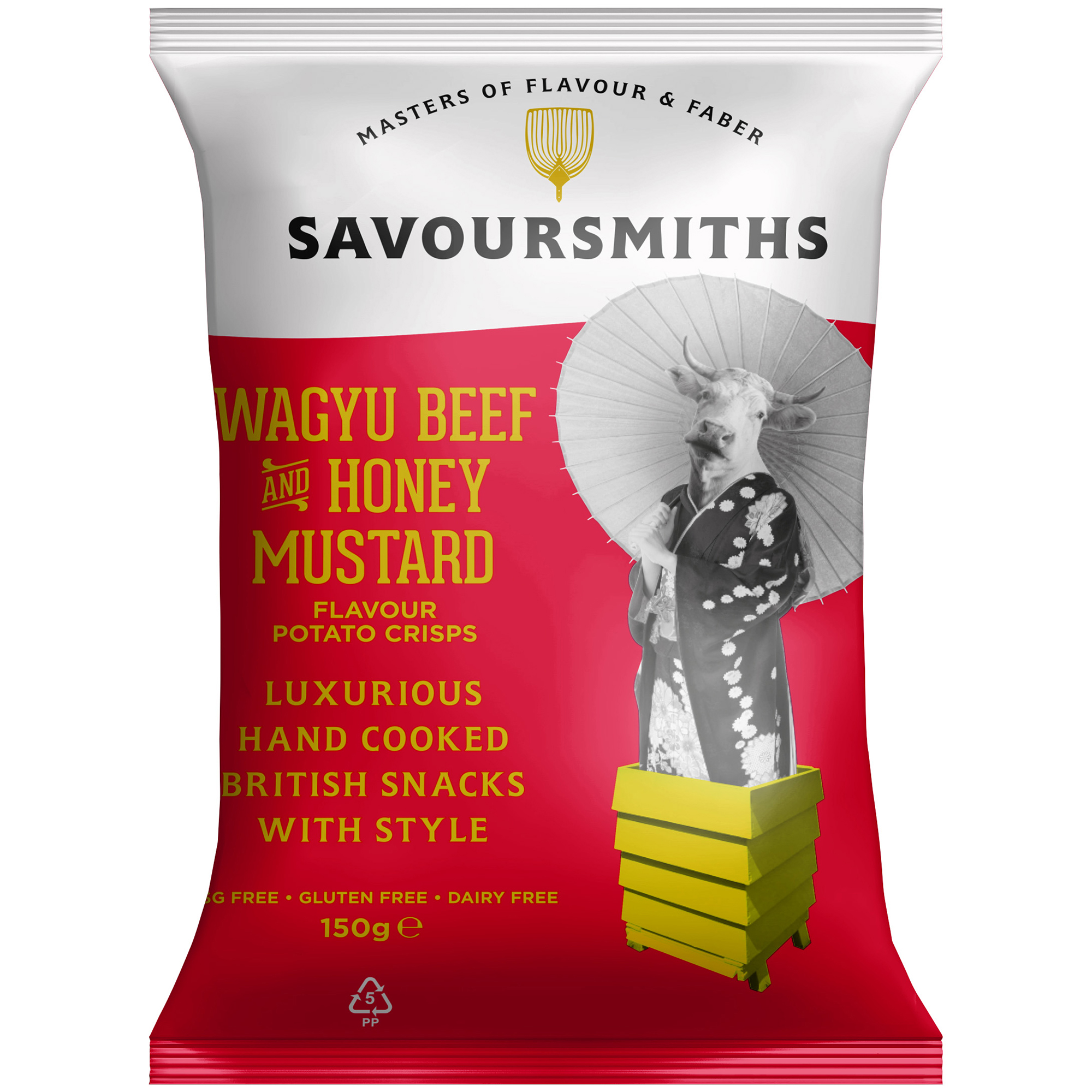 Натуральные картофельные чипсы SAVOURSMITHS с говядиной Вагю и медовой горчицей 150г - фото 1