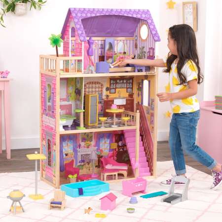 Кукольный домик KidKraft Патио и бассейн с мебелью 32 предмета звук