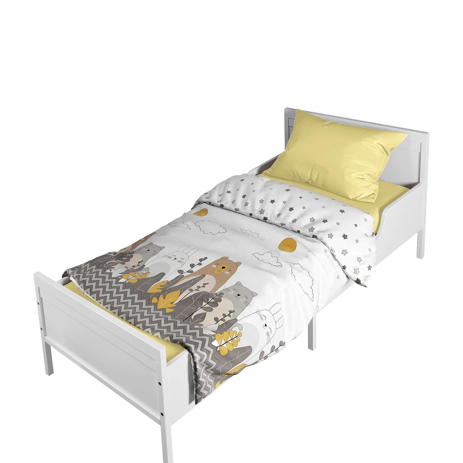 Комплект постельного белья Стрекоза Друзья в кроватку 160*80 см с простыней на резинке 3 предмета - фото 1
