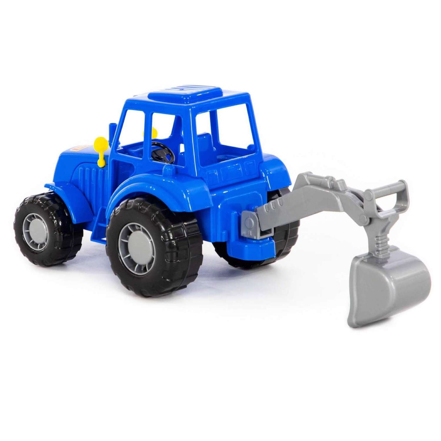 Игрушечный синий трактор Полесье экскаватор с ковшом 21 см 84873/ - фото 4