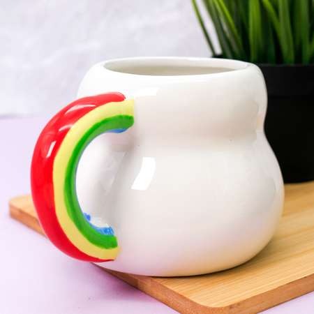 Кружка керамическая iLikeGift Happy rainbow white